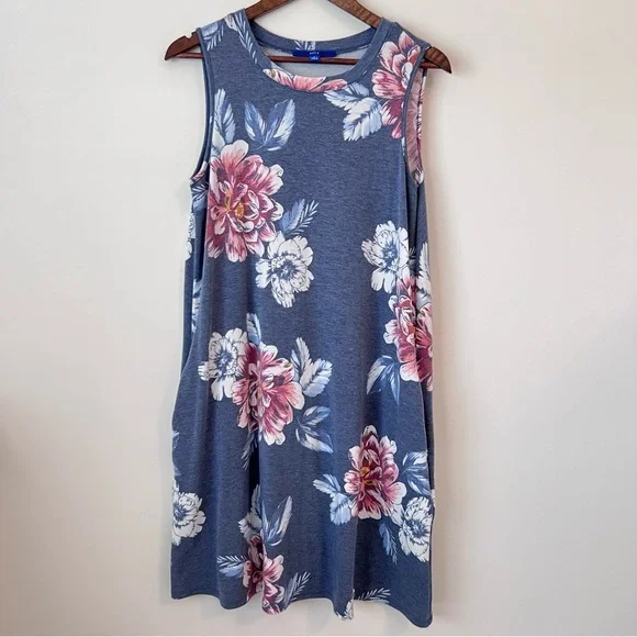 Apt. 9 | Dresses | Apt 9 Womens M Sleeveless Floral Knit Dress Summer  Comfort Casual Pockets 038 | Poshmark